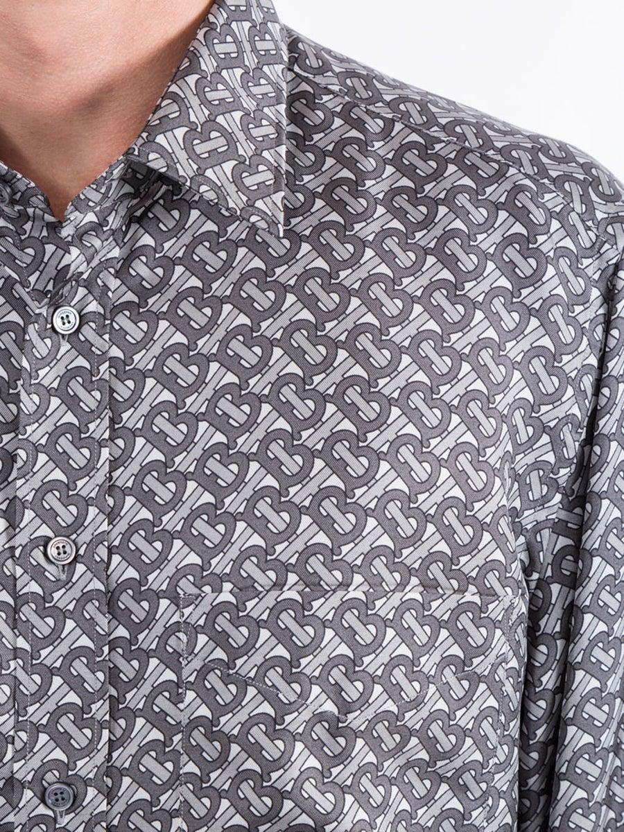Monogram Print Silk Twill Shirt 