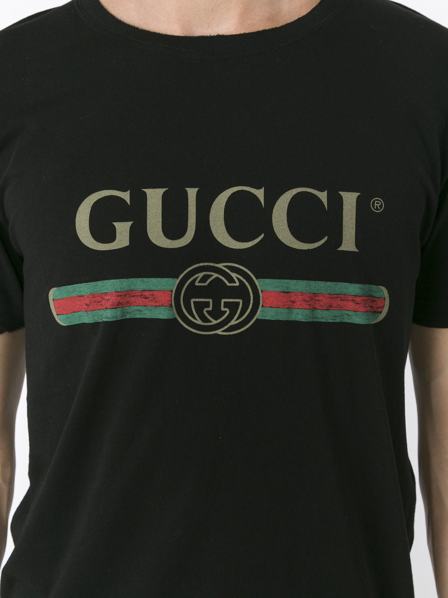 Gucci Washed T-shirt With Print in Black for Men | Lyst