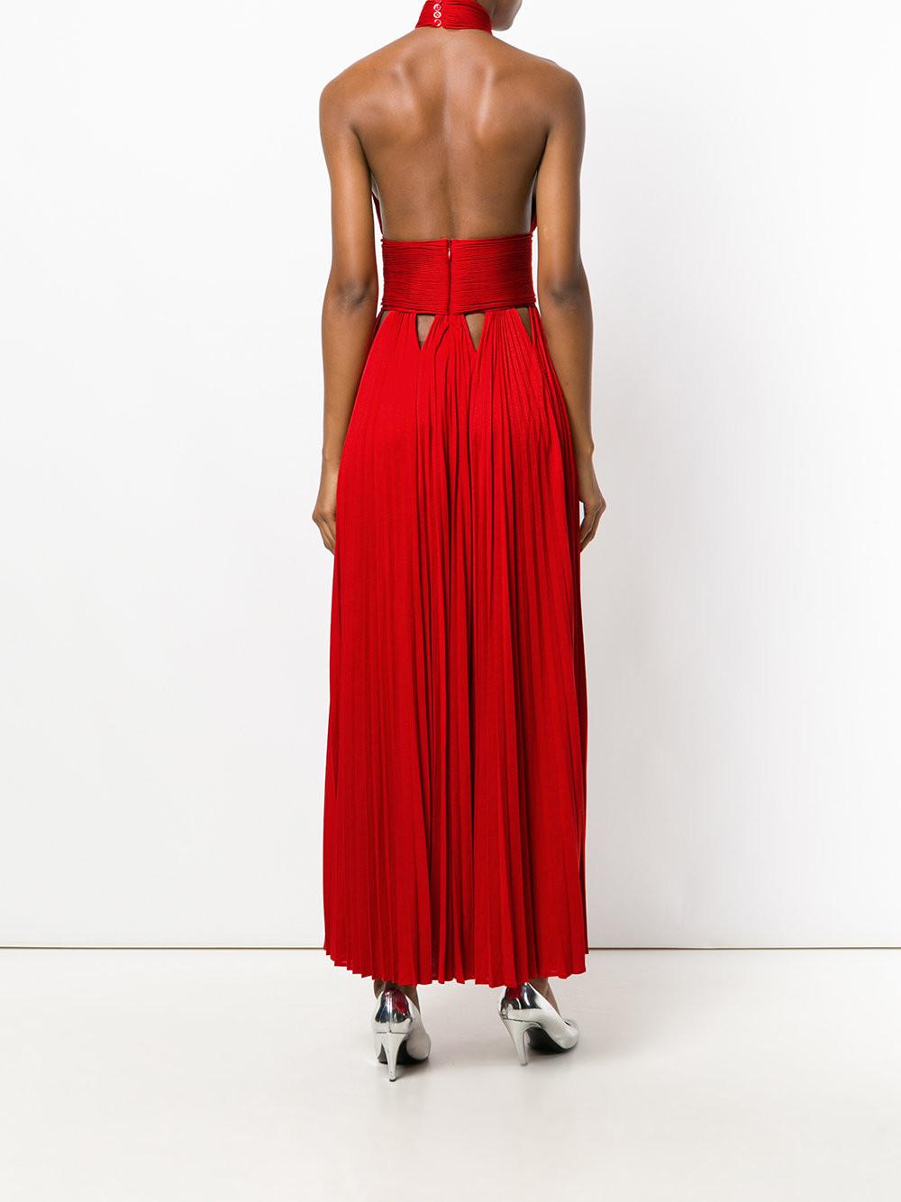 Lyst - Givenchy Halterneck Pleated Dress in Red