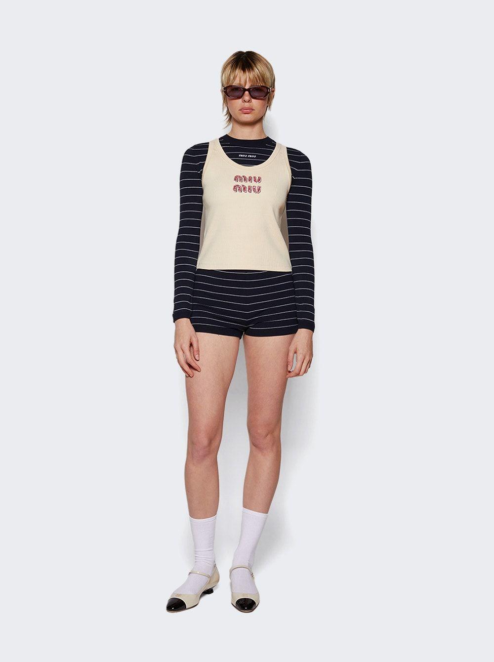 Miu Miu Logo Tank Top in White | Lyst