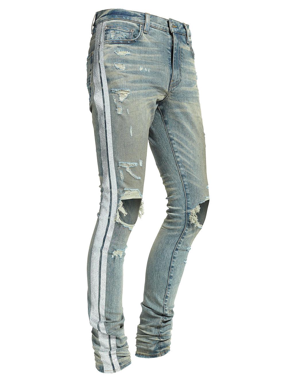 Amiri Denim Glitter Stripe Track Jeans 
