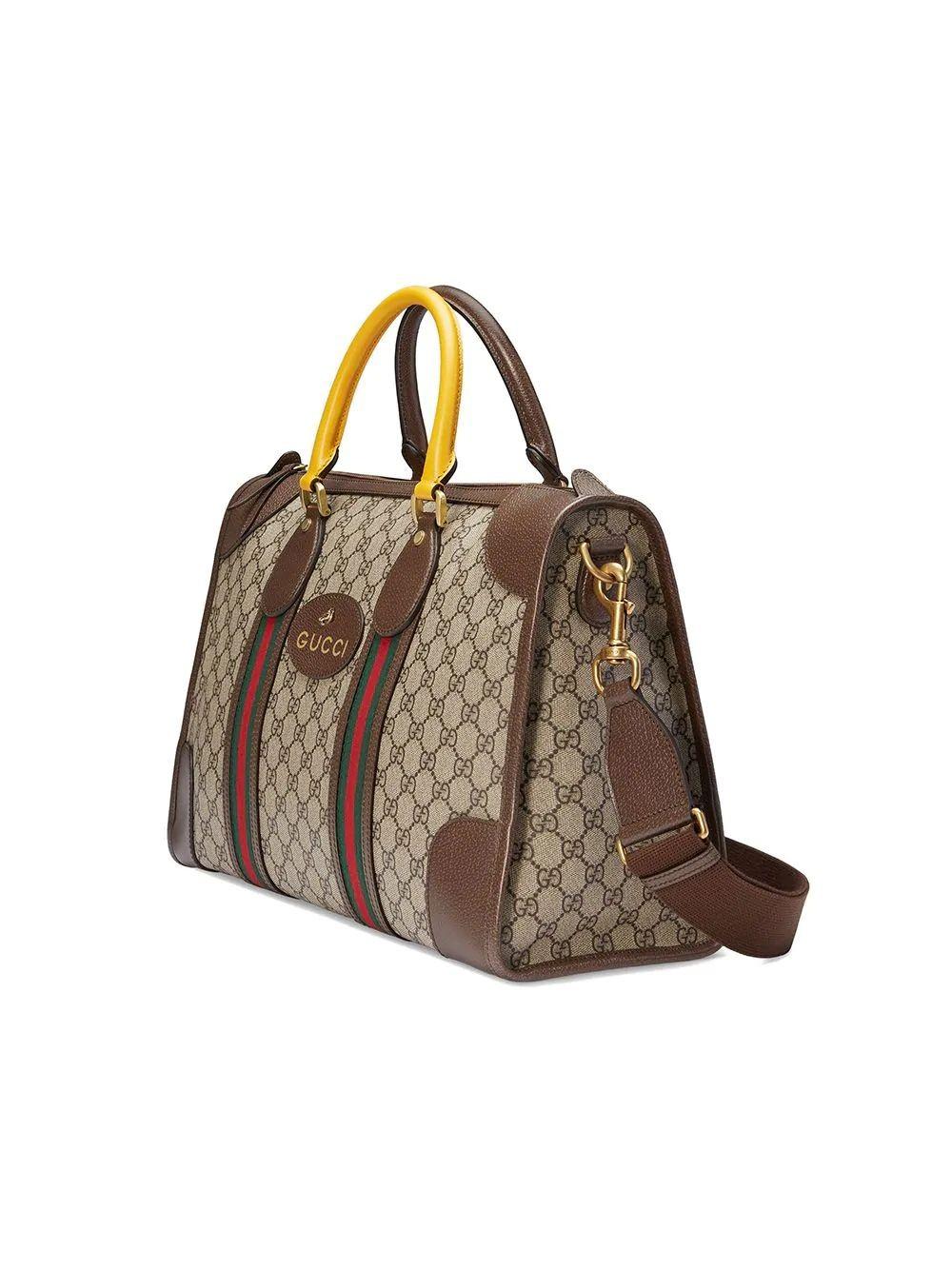 Gucci Leather Neo Vintage Duffle Bag With Web in Brown for Men | Lyst
