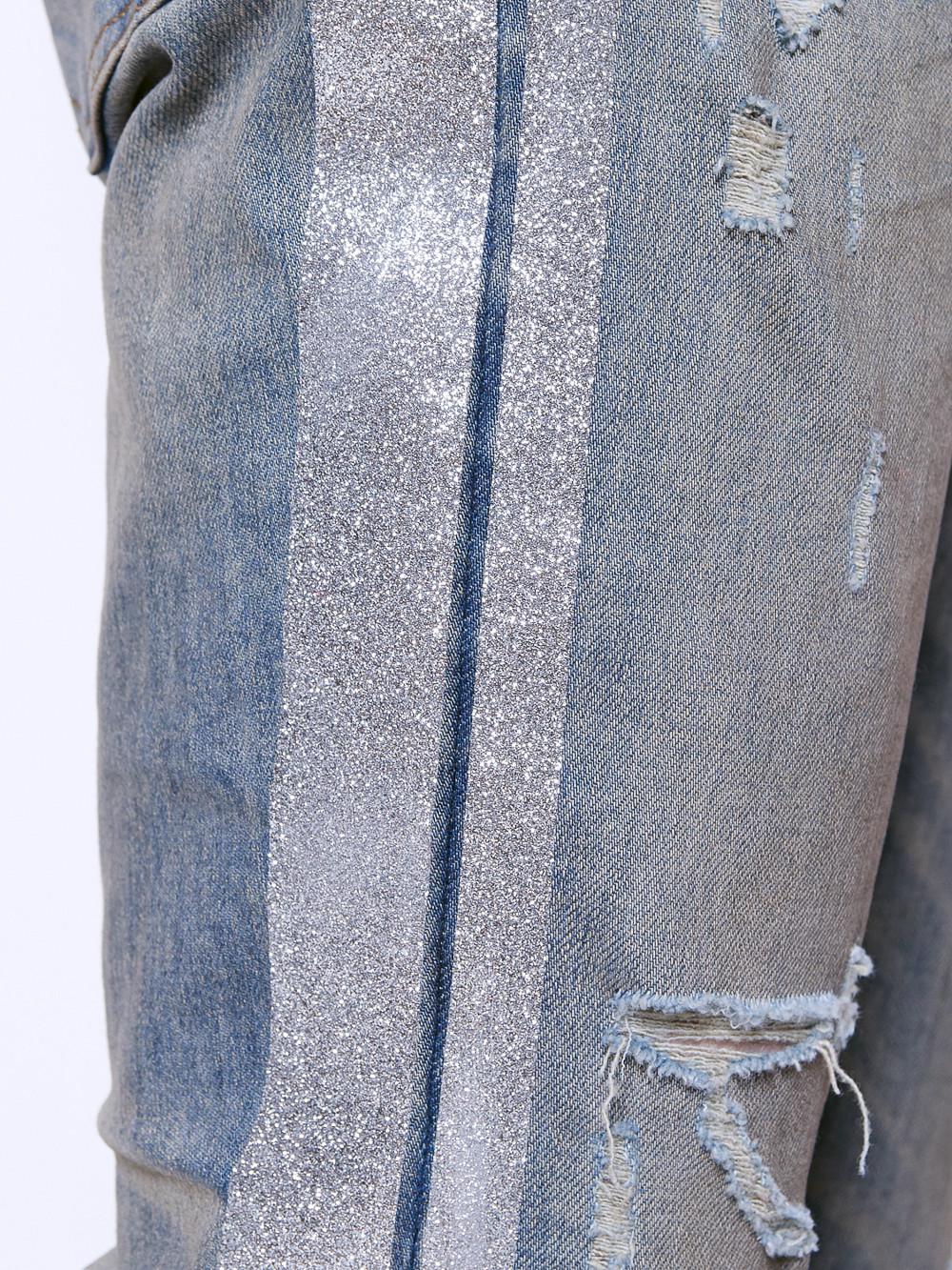 jeans with glitter side stripe