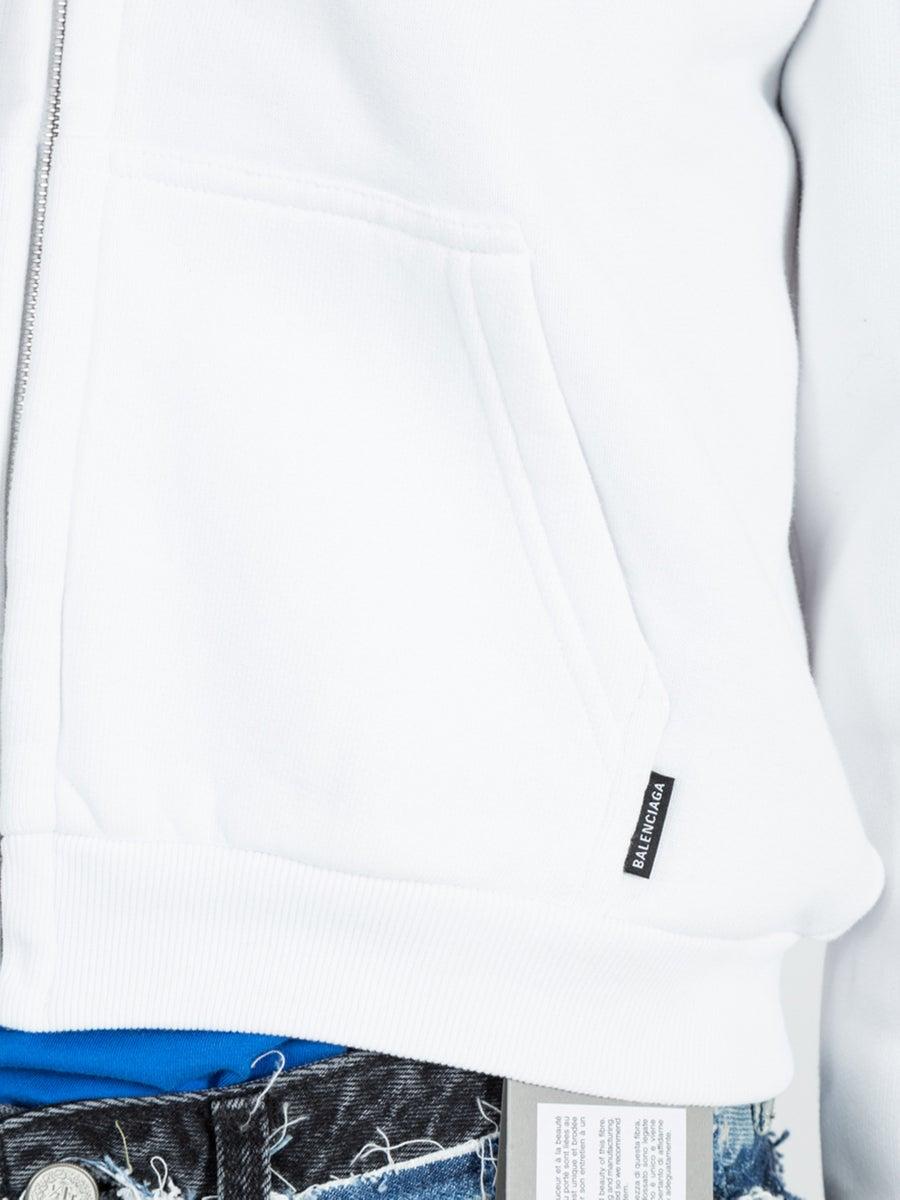 Balenciaga I Love Techno Zipper Hoodie in White | Lyst