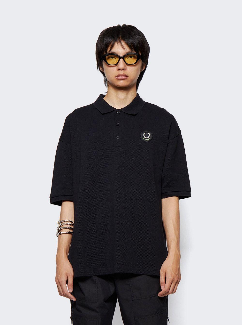 Fred Perry Oversized Laurel Wreath Polo Shirt in Black for Men | Lyst