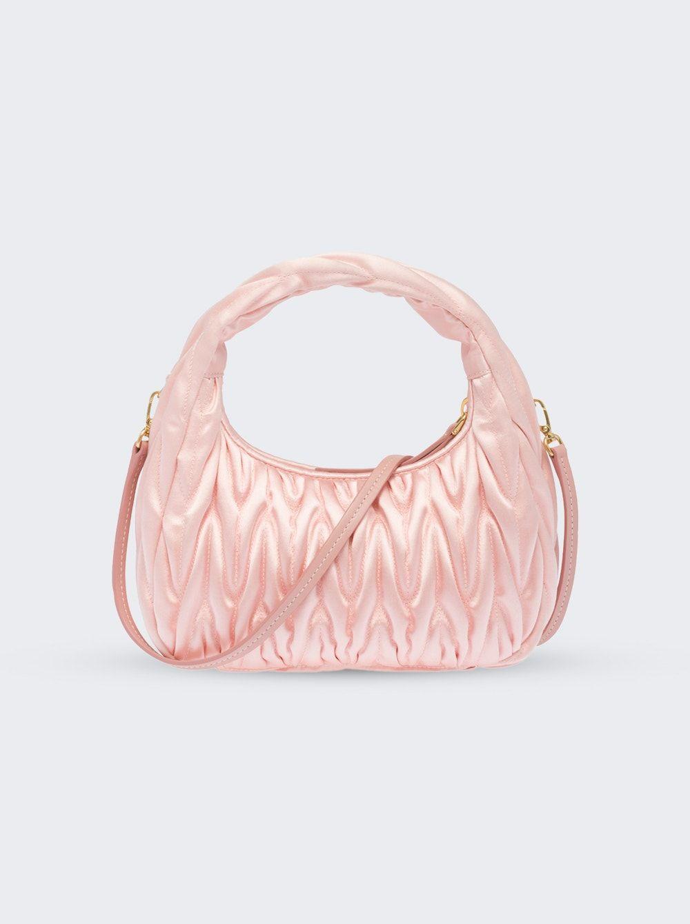 Miu Miu Miu Wander Matelassé Satin Mini Hobo Bag in Pink | Lyst
