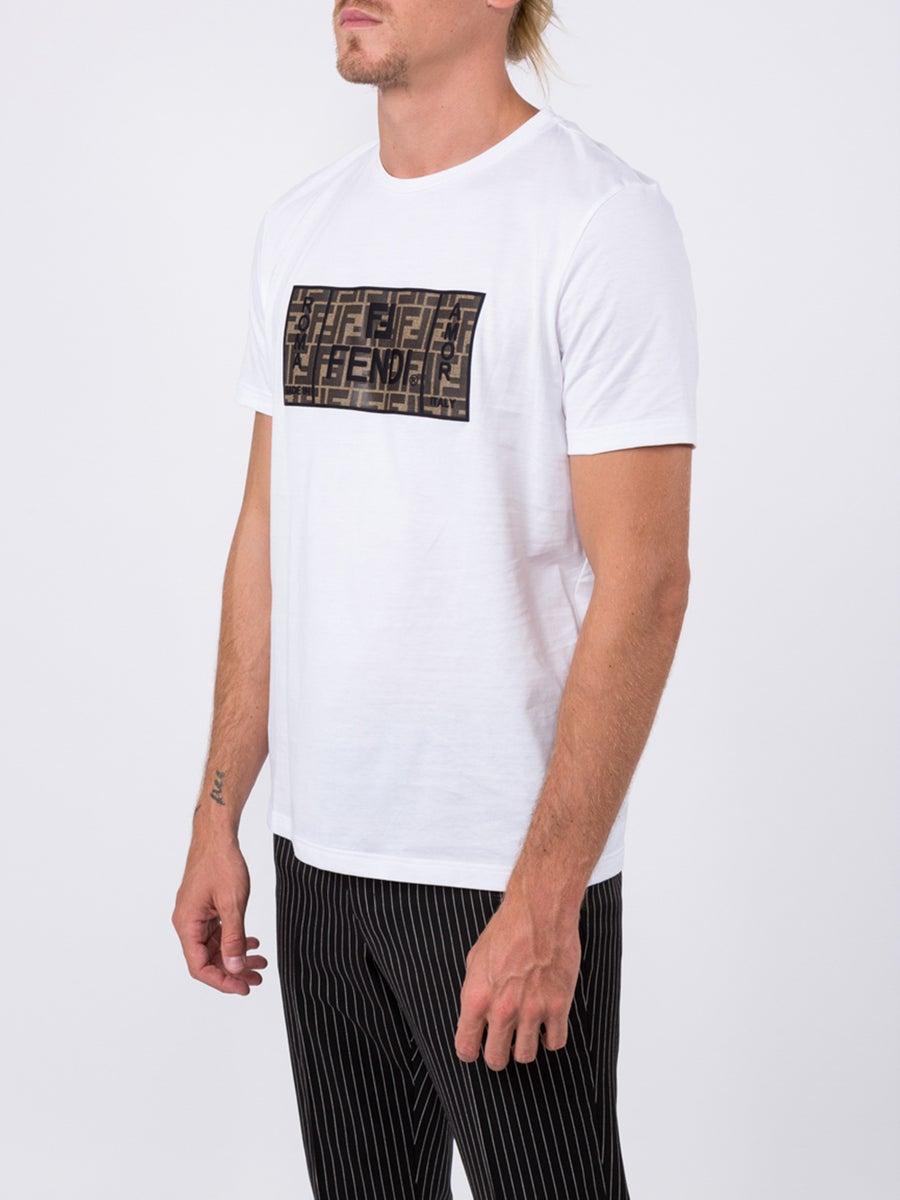 Fendi Cotton Ff Motif Panel T-shirt in White for Men - Lyst