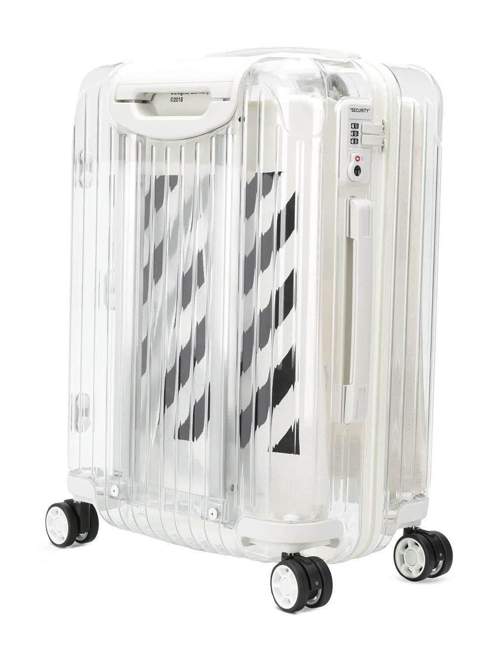 off white transparent luggage