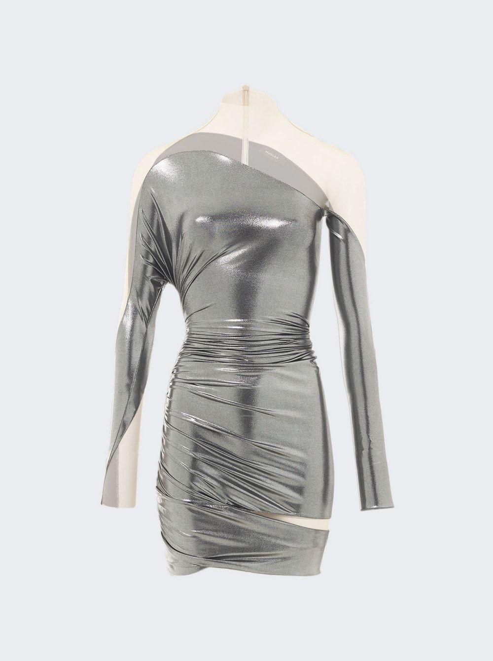 Mugler Metallic Mini Dress in Gray Lyst