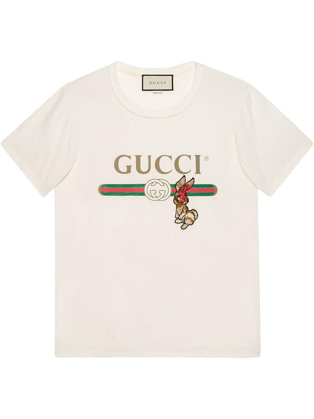 Gucci Cotton Logo T-shirt With Rabbit 