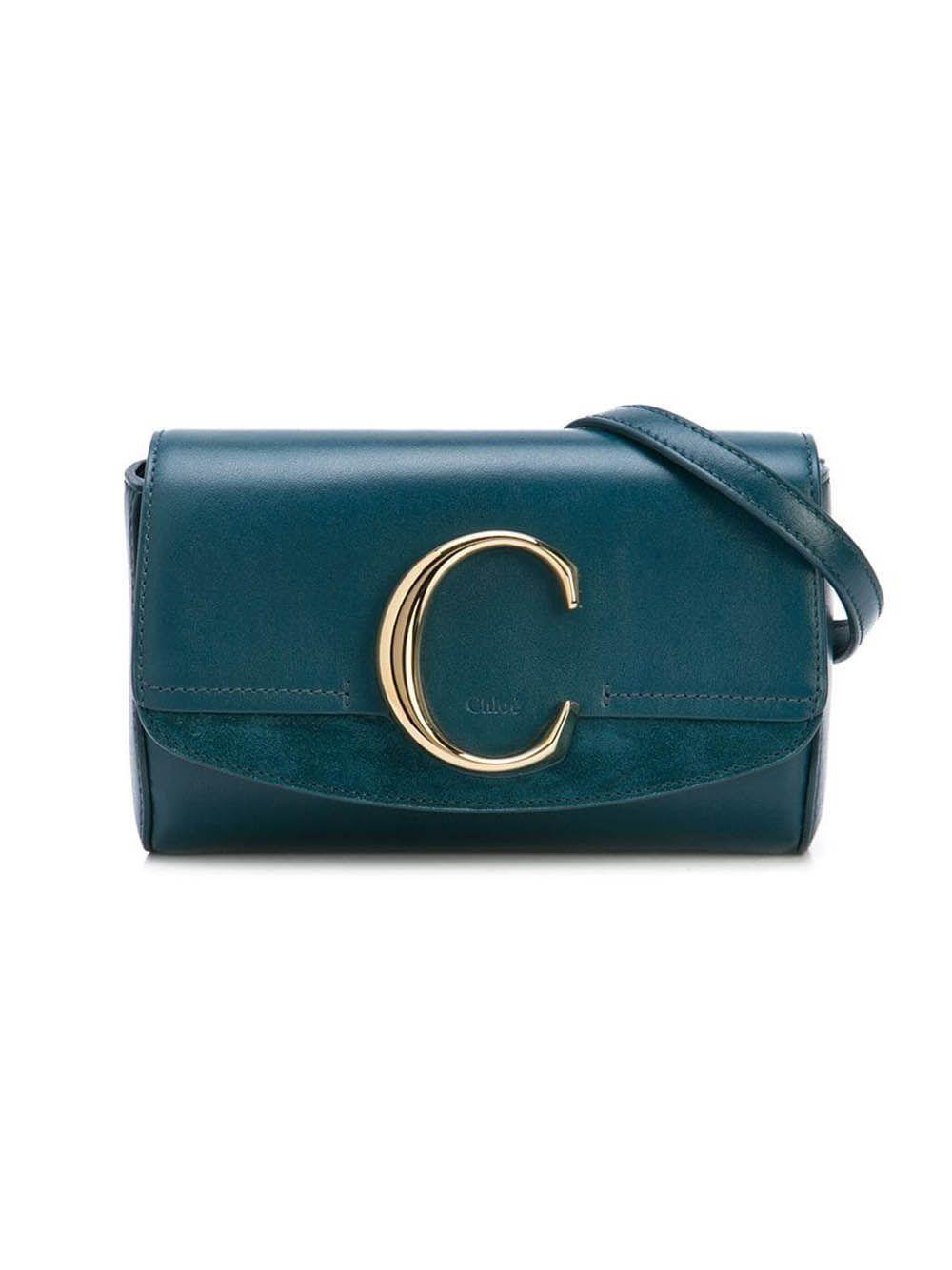 Chloe C Clutch with Chain- Cloudy Blue