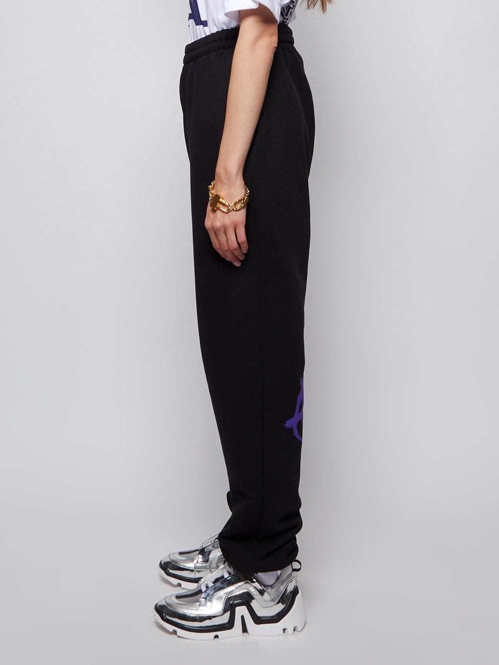 Vetements Anarchy Logo Graphic Joggers Black And Purple | Lyst