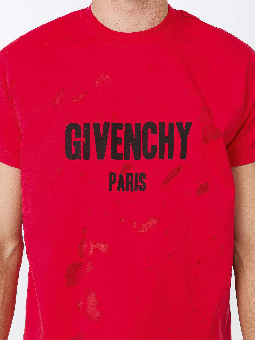 givenchy red destroyed t shirt
