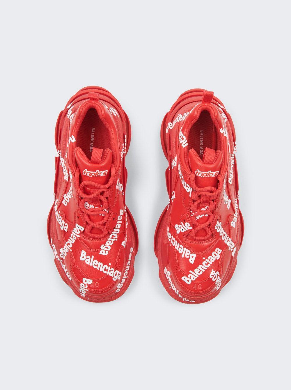 Balenciaga Triple S Logotype Sneaker in Red for Men