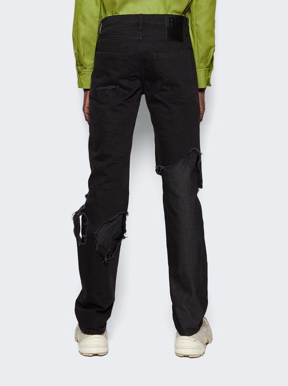 Raf Simons Destroyed Double Denim Jeans in Black for Men | Lyst