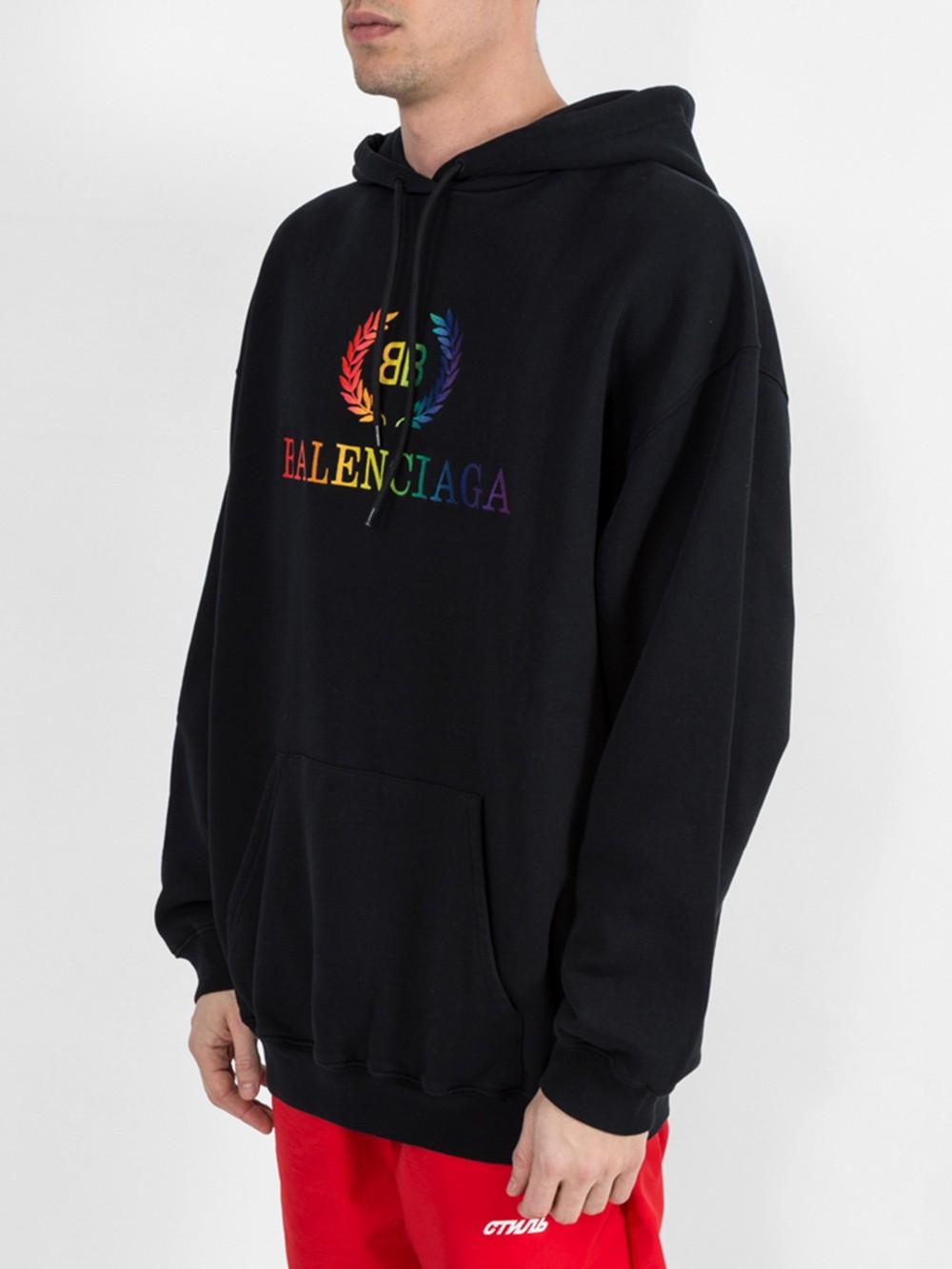 Balenciaga Cotton Rainbow Logo Hoodie for Men - Lyst