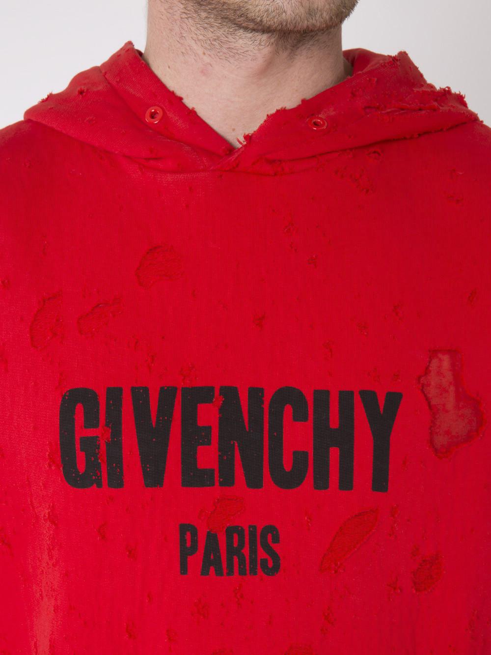 givenchy red ripped hoodie