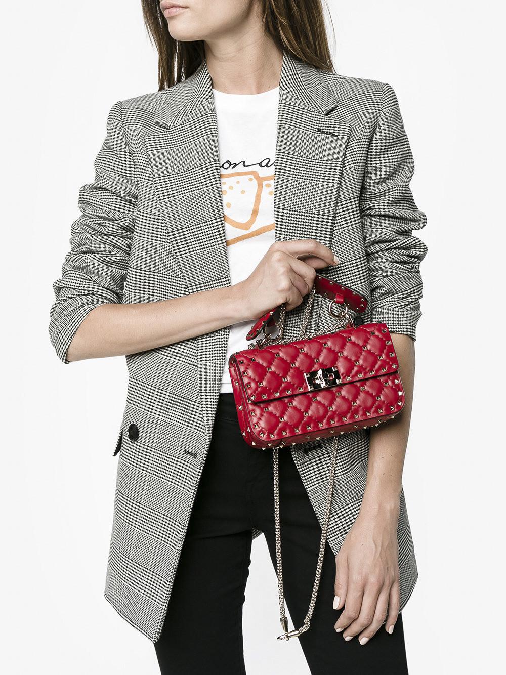 Valentino Leather 'rockstud Spike' Small Shoulder Bag in Red | Lyst