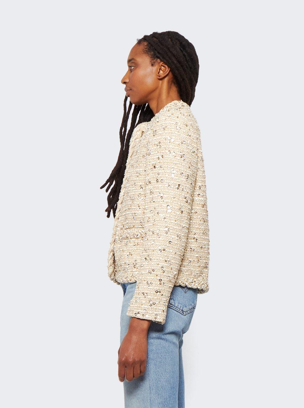 Valentino Giacca Tweed Ricamo Allover Jacket in White | Lyst