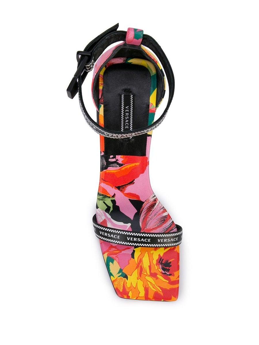 floralmania print mid heel sandals