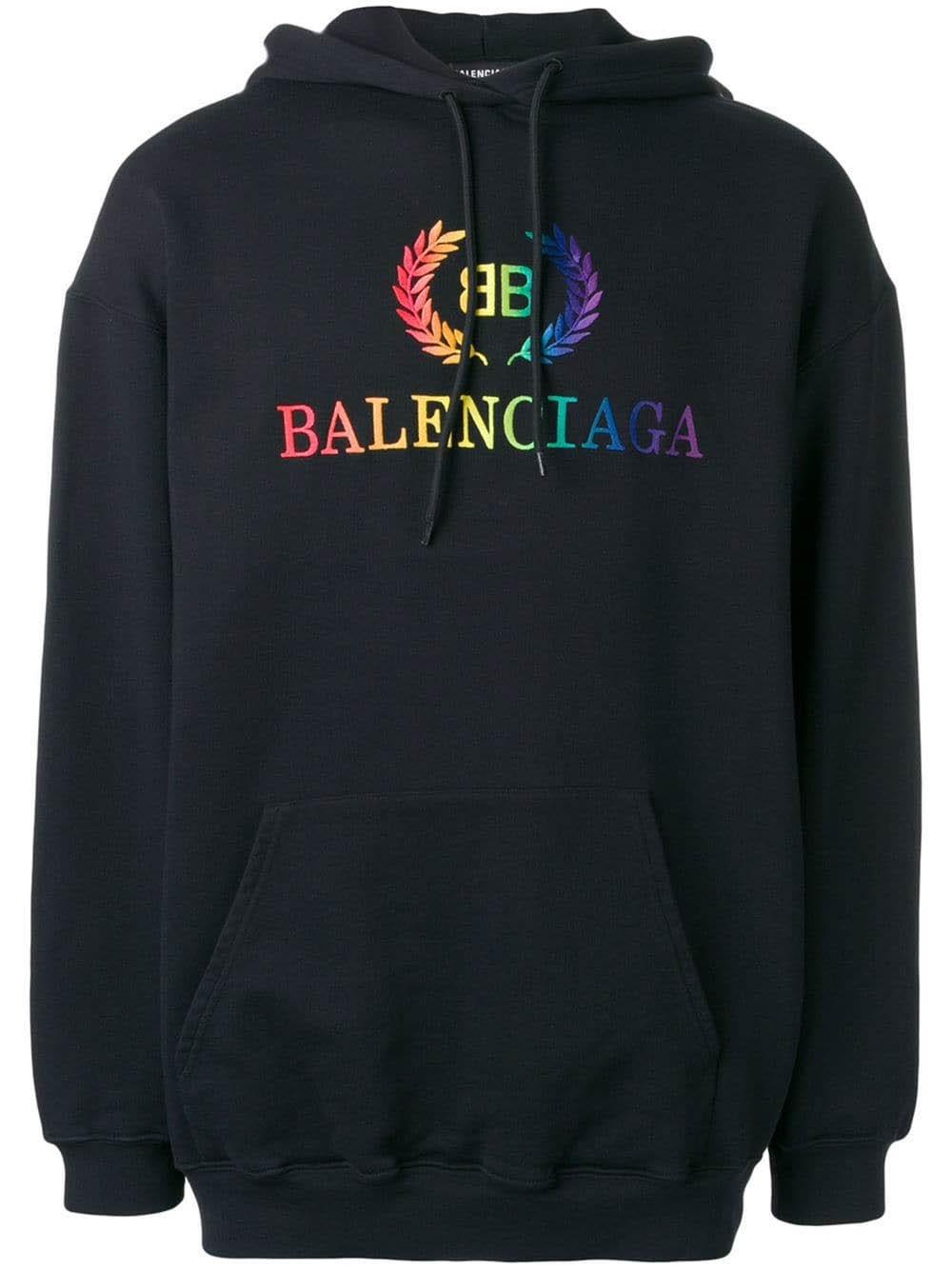 Balenciaga Cotton Rainbow Logo Hoodie for Men - Lyst