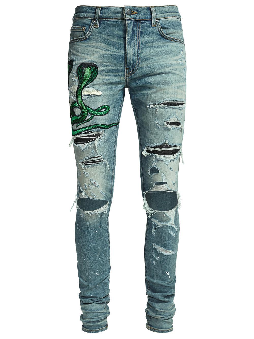 amiri green snake jeans