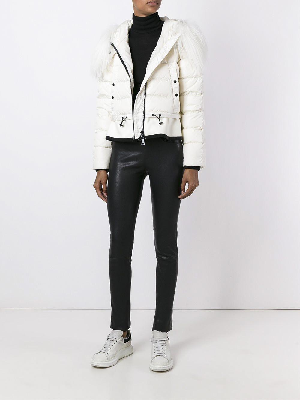 Moncler Veanne Shearling-collar Shell Jacket in White Lyst
