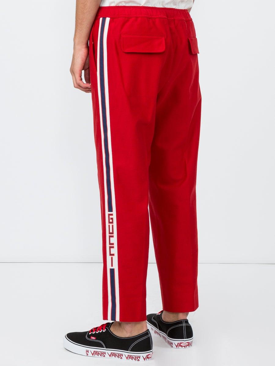 Gucci Cotton Side Stripe joggers in Red for Men - Lyst