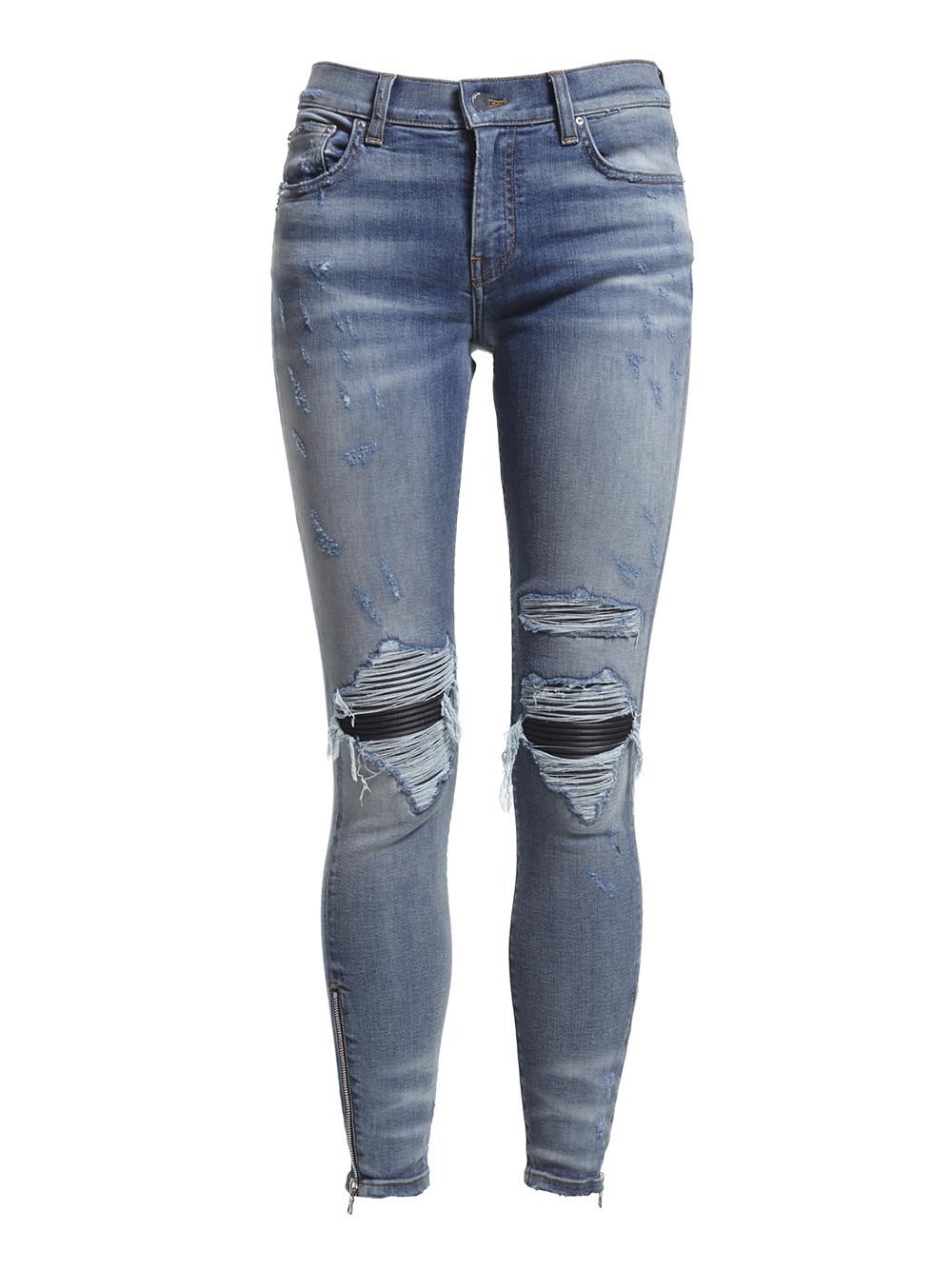 Amiri Mx1 Classic Leather Patch Jeans in Blue - Lyst