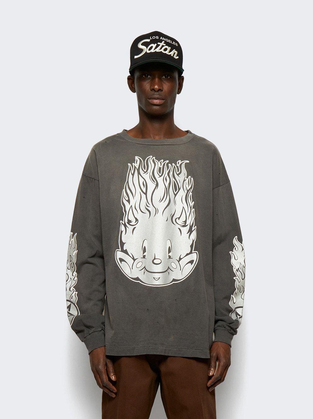 Saint Michael Fire Baby Long-sleeve Tee in Gray for Men | Lyst