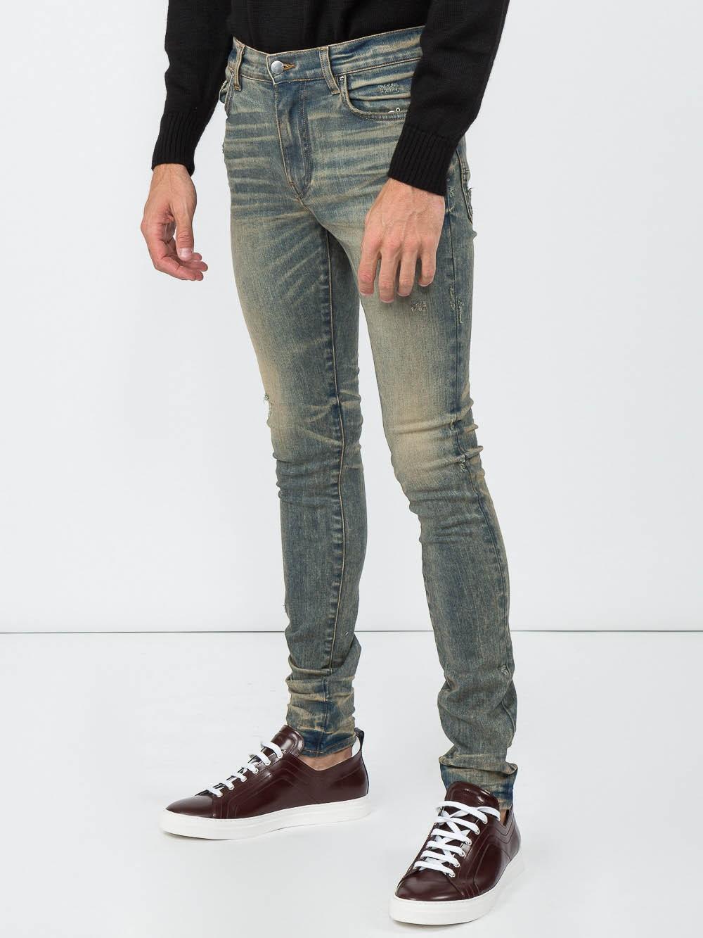 Amiri Dirty Indigo Stack Jeans in Blue for Men - Lyst