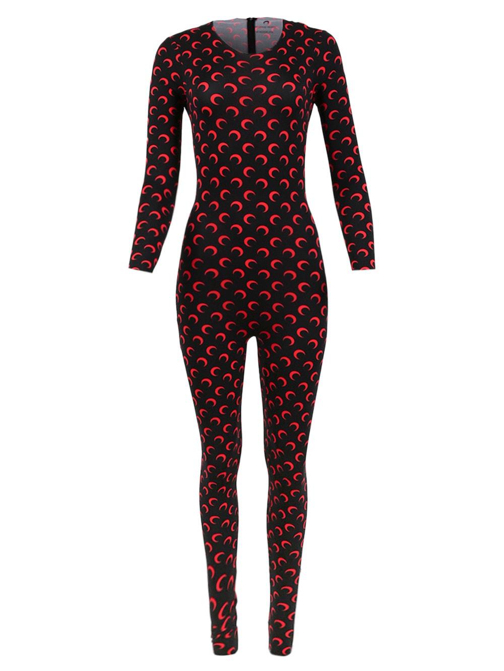 Marine Serre Recycled All Over Moon Catsuit in Red | Lyst