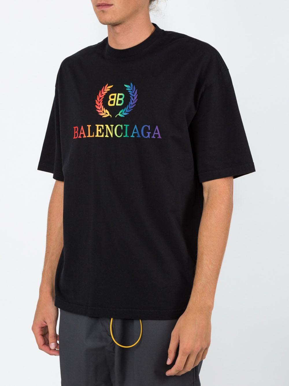  Balenciaga  Cotton Rainbow Logo T  shirt  in Black for Men Lyst