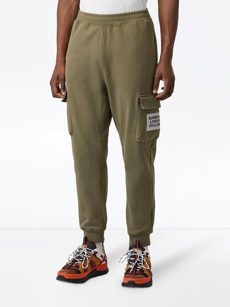 Burberry Cotton Cargo Sweatpants in Green for Men - Lyst