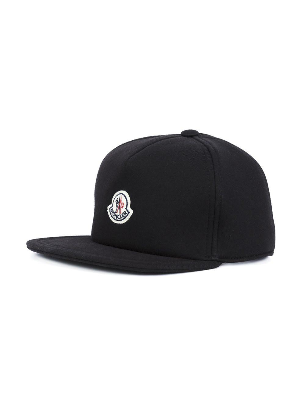 Moncler Cotton Logo Flat Cap in Black 