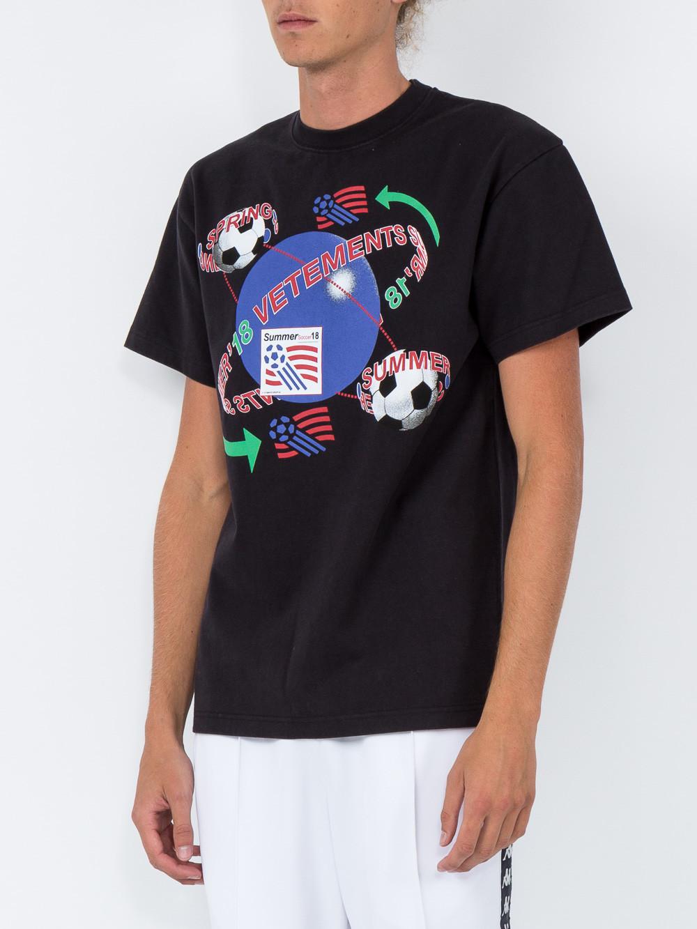 Vetements Football Print Tee Shirt in Black for Men | Lyst