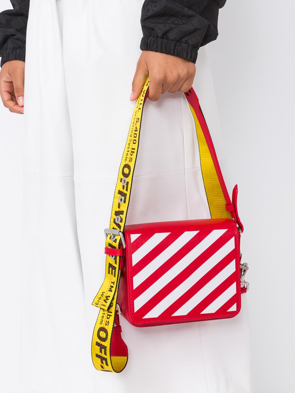 OffWhite c/o Virgil Abloh Leather Stripes Binder Clip Shoulder Bag in