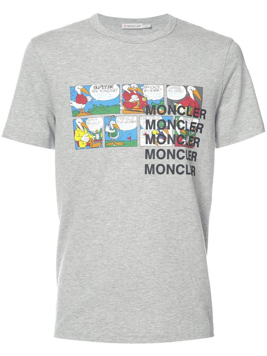 Moncler Cotton Printed T-shirt in Grey 