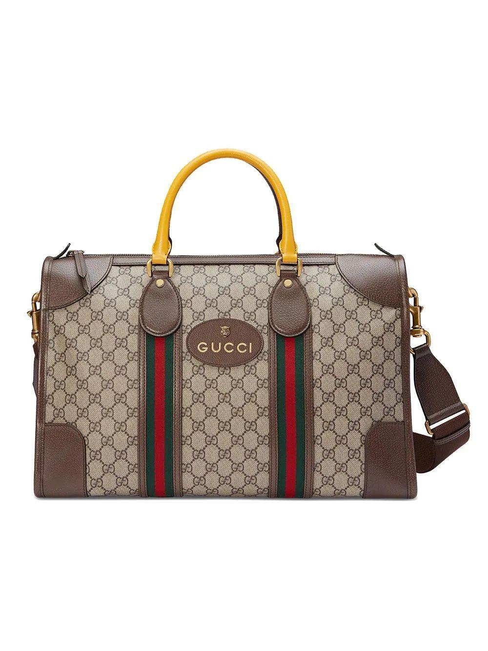 Gucci Leather Neo Vintage Duffle Bag With Web in Brown for Men 