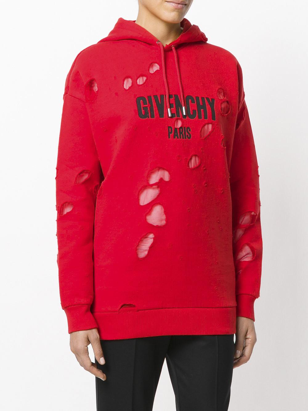 givenchy distressed logo hoodie