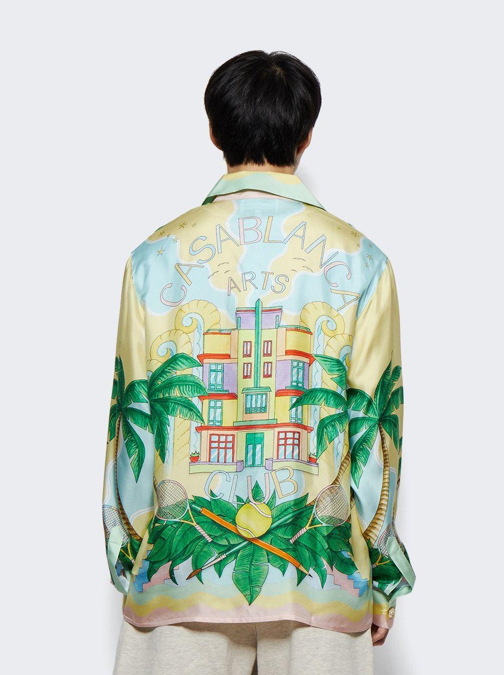 CASABLANCA Long-sleeve Silk Shirt in Green for Men | Lyst
