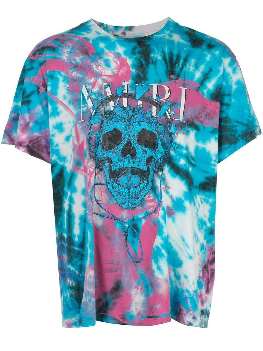 Amiri Cotton Tie \u0026 Dye Skull Tee in 