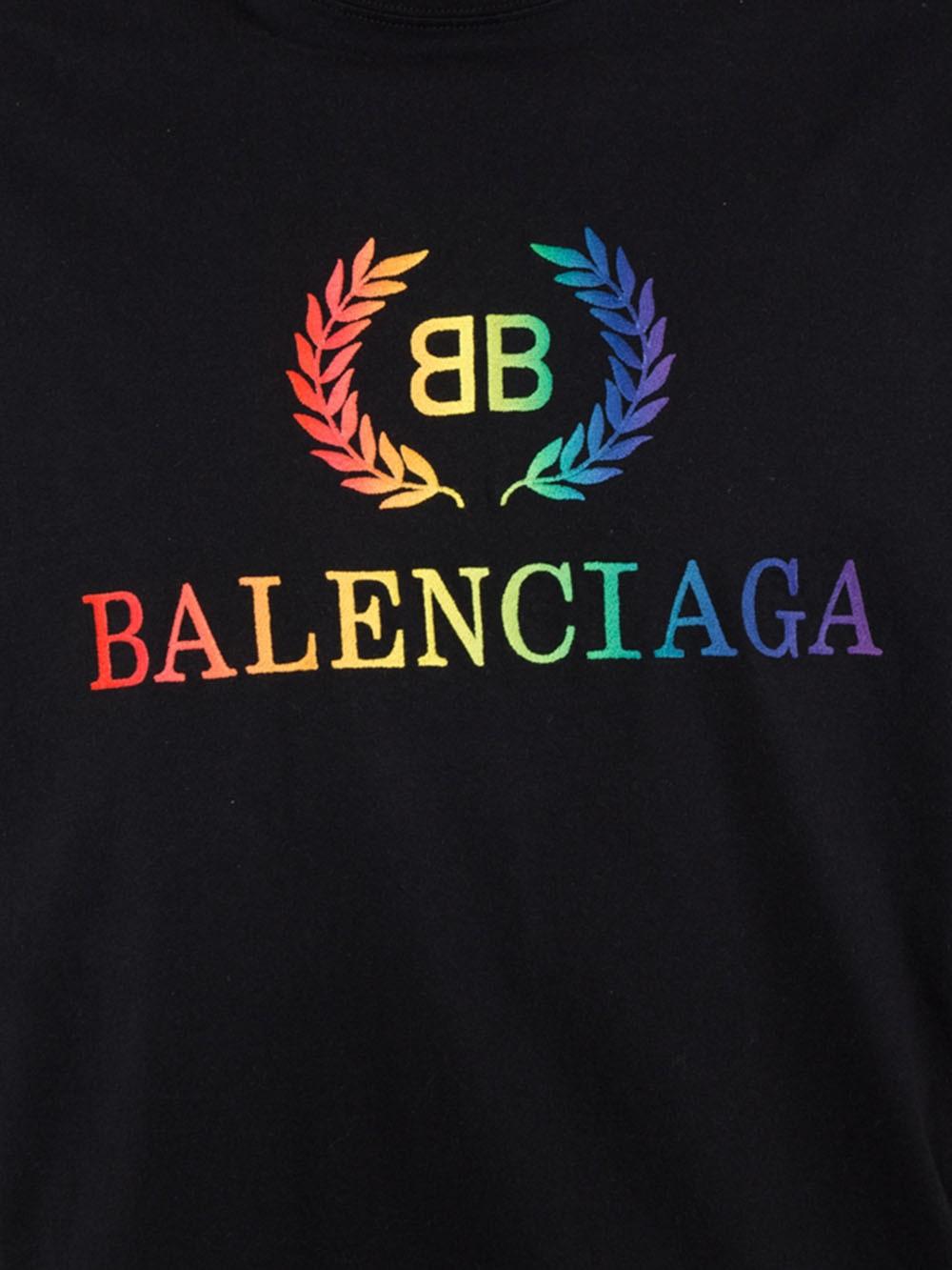 Balenciaga Cotton Rainbow Logo T-shirt in Black for Men - Lyst