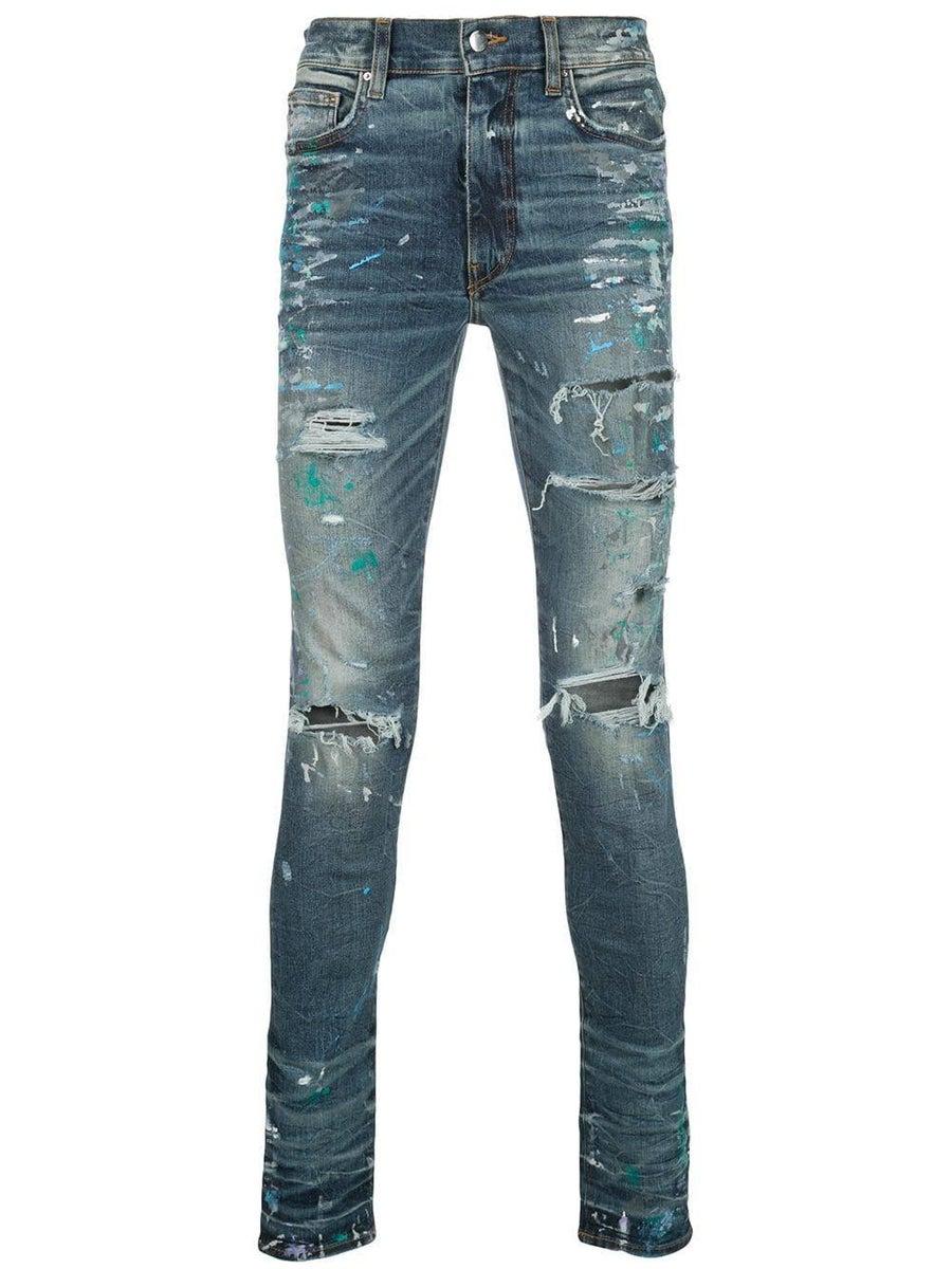 blue splatter jeans