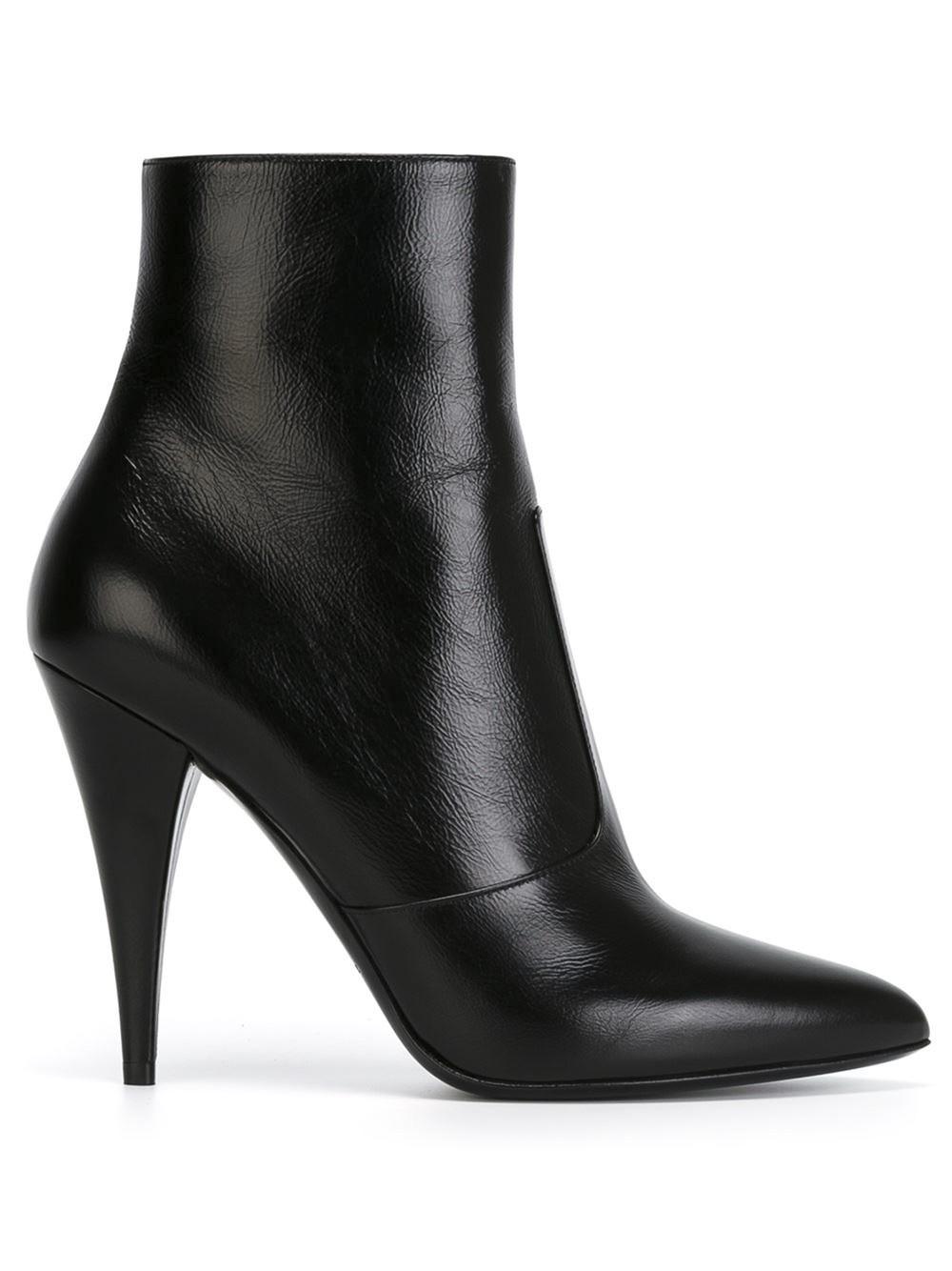 Lyst - Saint Laurent Pointed Toe Ankle Boots in Black