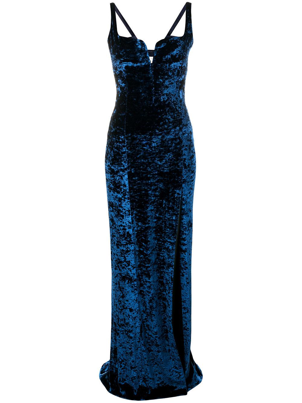 sapphire blue velvet dress