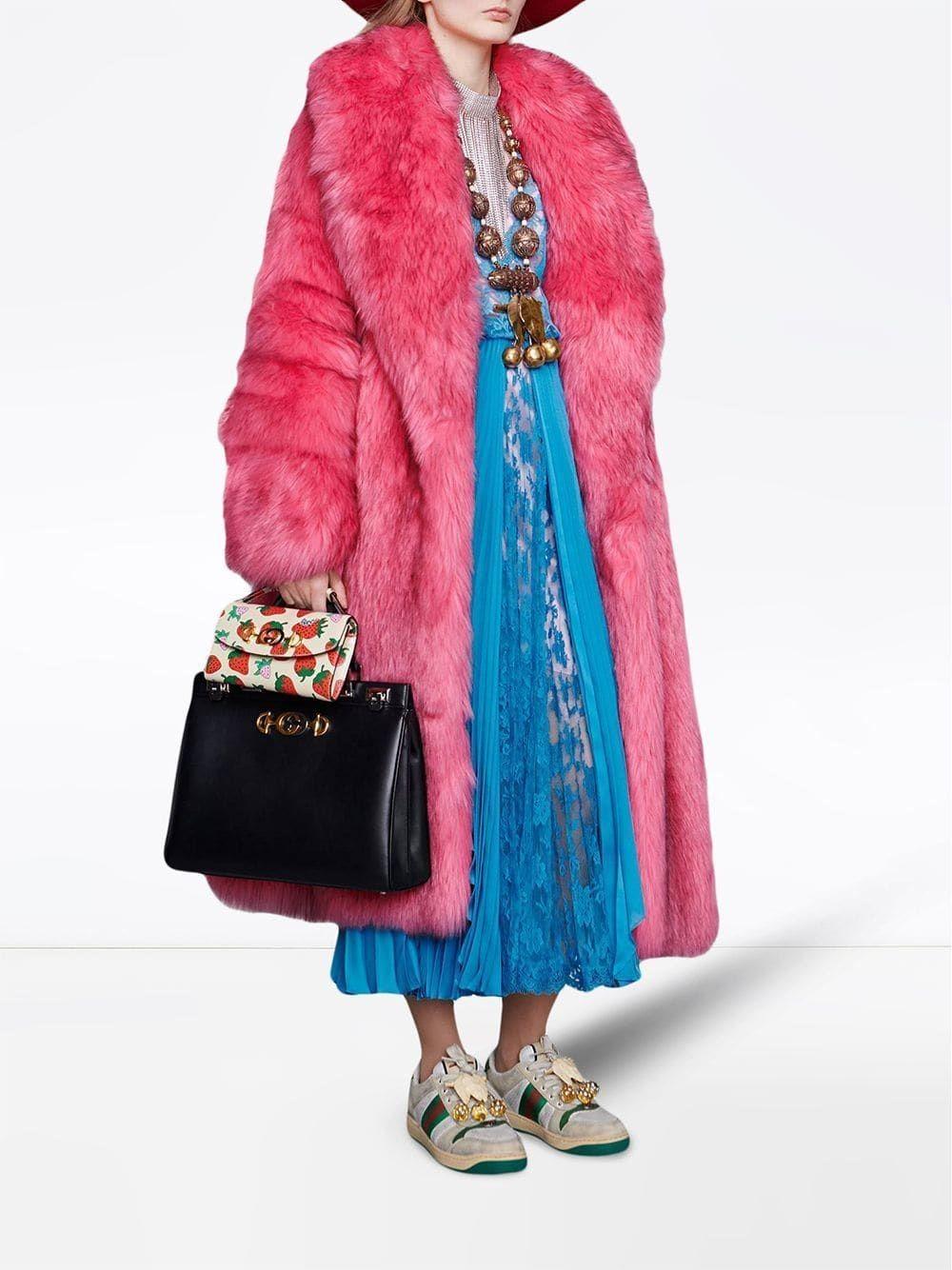 gucci pink fur coat