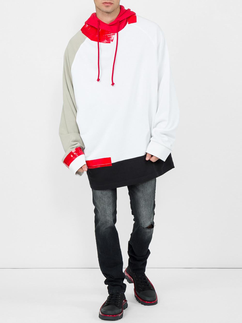 raf simons tape hoodie