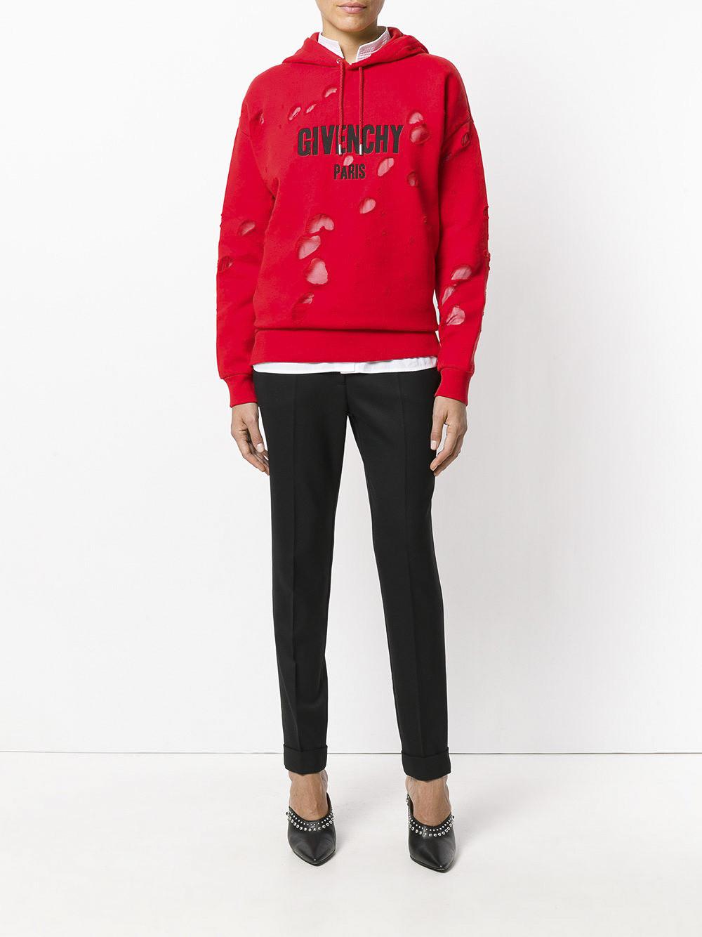 givenchy red hoodie with holes
