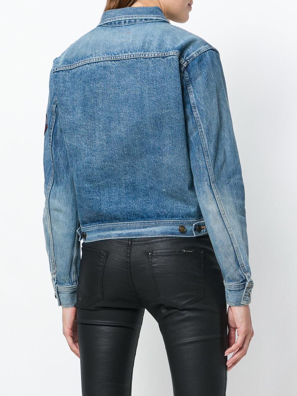 Saint Laurent Denim Original Ysl Military Patch Jean Jacket In Blue Lyst